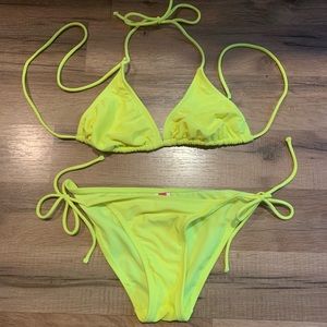 OP (Ocean Pacific) neon yellow string bikini